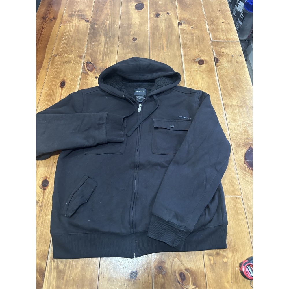 O'Neill Men's Black Full Zip Sherpa Lined Hoodie Sweatshirt Jacket Size M